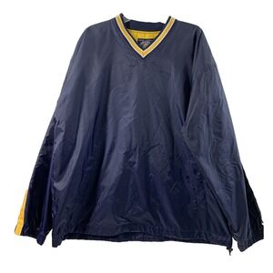 Steve & Barry's Jacket Mens Large Navy Blue V Neck Water Resistant Windbreaker